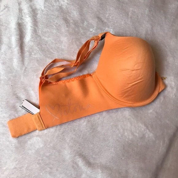Victoria's Secret VS Orange 34D Love Heart Lightly Lined Demi Bra Underwire New - Picture 2 of 9